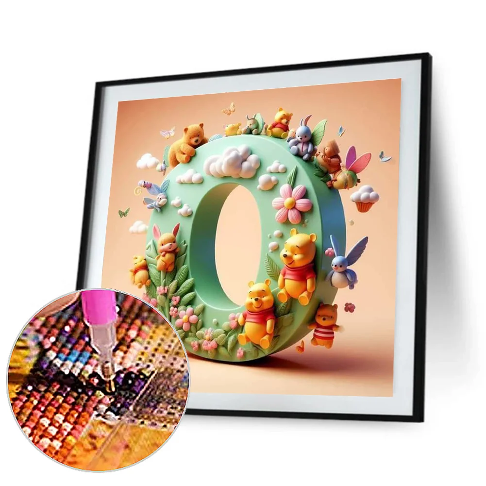 Full Round Diamond Painting 30*30cm - Winnie The Pooh'S 26 Letters O