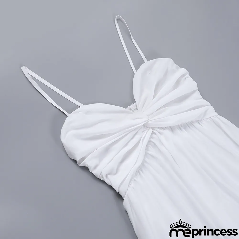 Strappy V Neck Gathered Sexy Dress Chic Fashion Low Back Maxi Dress