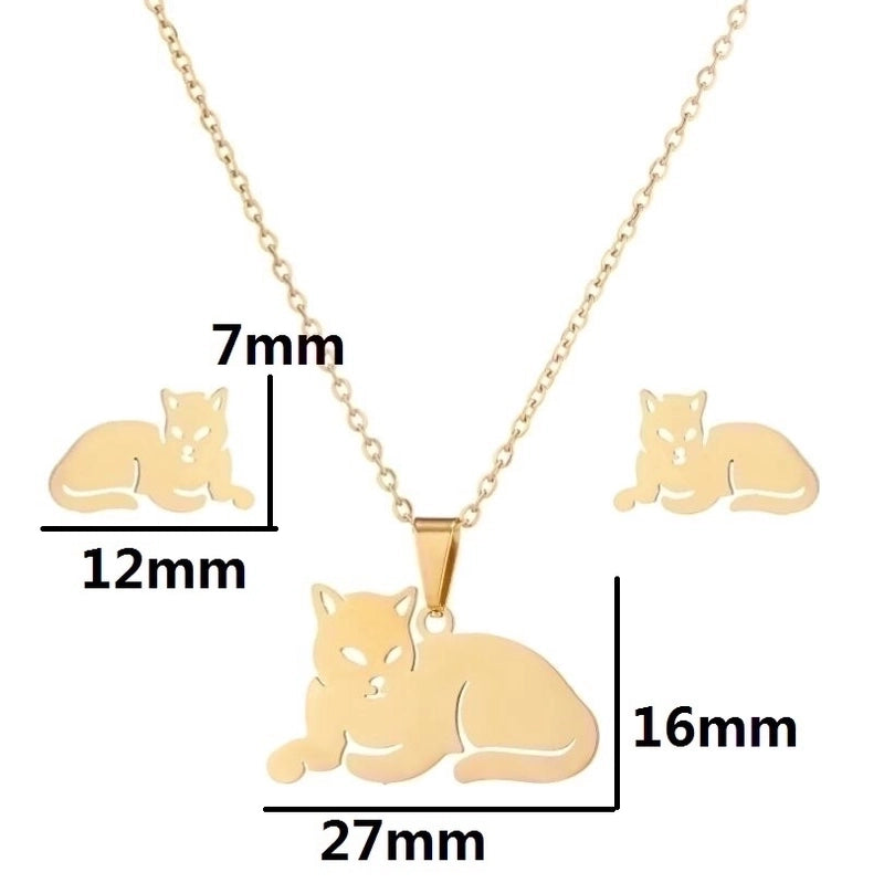 Fashion Animal Stainless Steel Plating Earrings Necklace 1 Set
