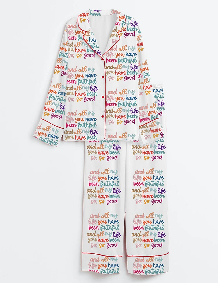 Women's And All My Life You Have Been Faithful Long Sleeve Satin Pajama Set