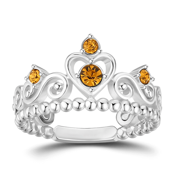 Personalised Birthstone Crown Princess Ring Silver