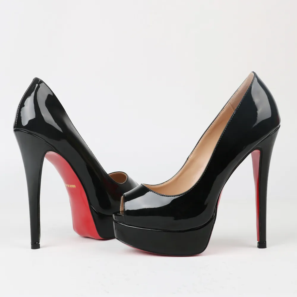 150mm Sky High Platform Red Bottom Peep Toe Pumps-vocosishoes