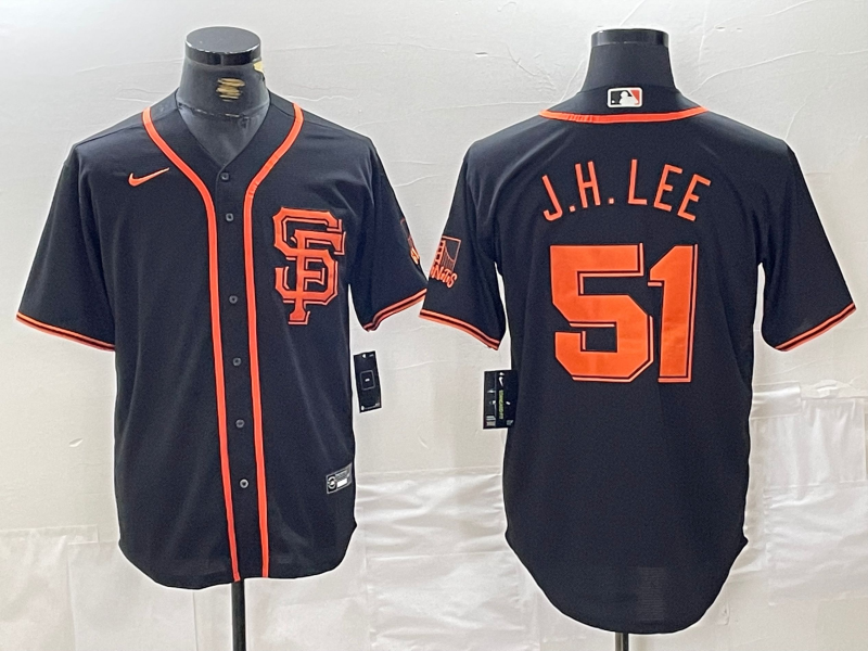 Men's San Francisco Giants Jung Hoo Lee #51 Black Replica Player Jersey mysite