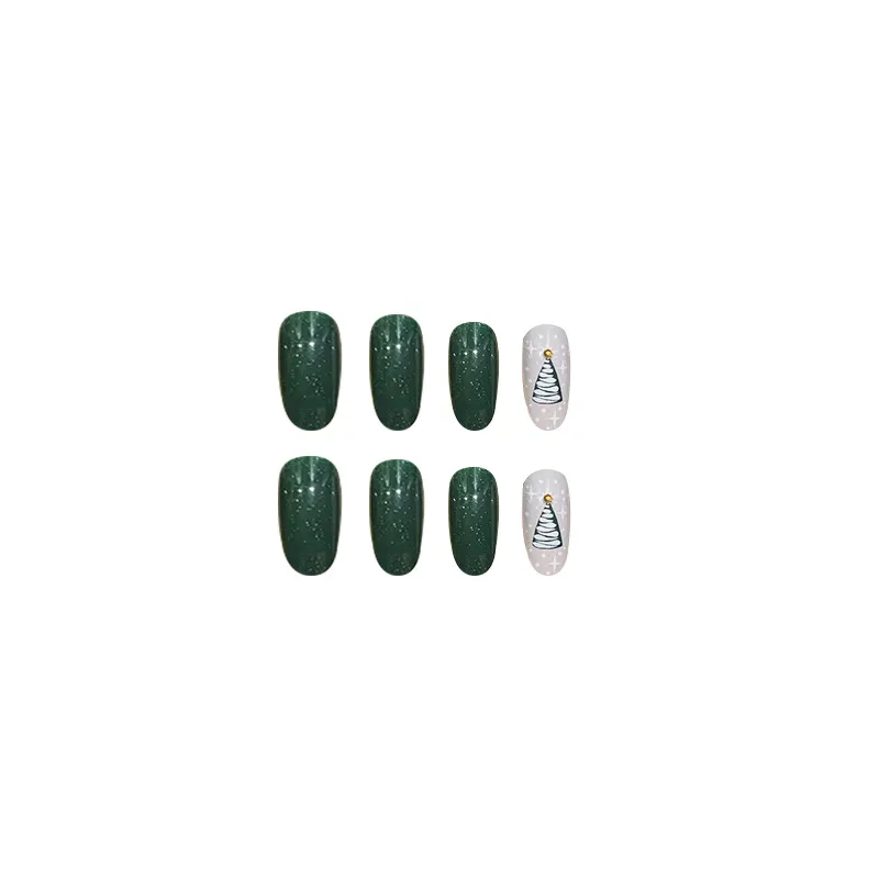 Churchf Churchf Christmas Tree Simple Lines French Temperament Wear A Gold Diamond Flash Powder Fake Nail Piece