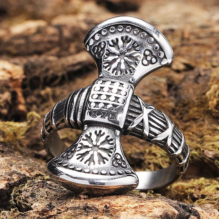 Coutureaura Double Side Axe Mjolnir Ring
