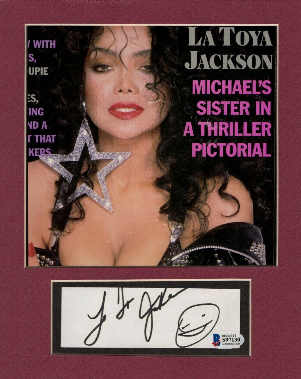 La Toya Jackson Signed Autographed Cut Signature Matted with Photo Poster painting BAS S97130