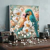 Fleurs oiseaux bricolage, set de peinture perl&eacute;e avec forme sp&eacute;ciale avec cadre 25x25cm