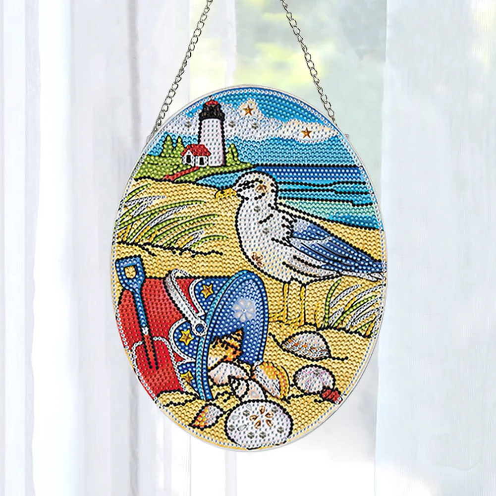 DIY Seagull Diamond Dots Art Cute Home Garden Decoration(Single Side)