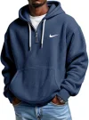 Men's Loose Waffle Half-Zip Hooded Sweatshirt