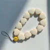 European and American high-grade rose red heart resin mobile phone lanyard ins style yellow smiley face anti-lost bracelet