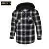 2024 New Loose Casual Flannel Long-sleeved Hooded Plaid Shirt