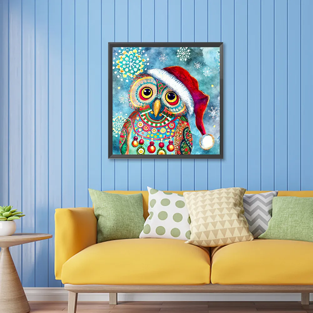 Full Round Diamond Painting 30*30cm - Christmas Owl