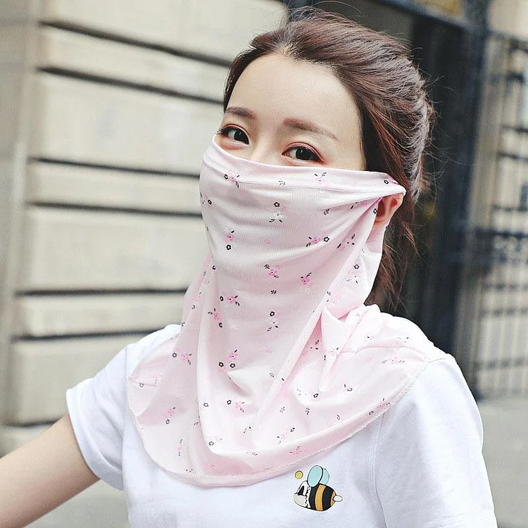 Floral Breathable Ice Silk Sunscreen Mask