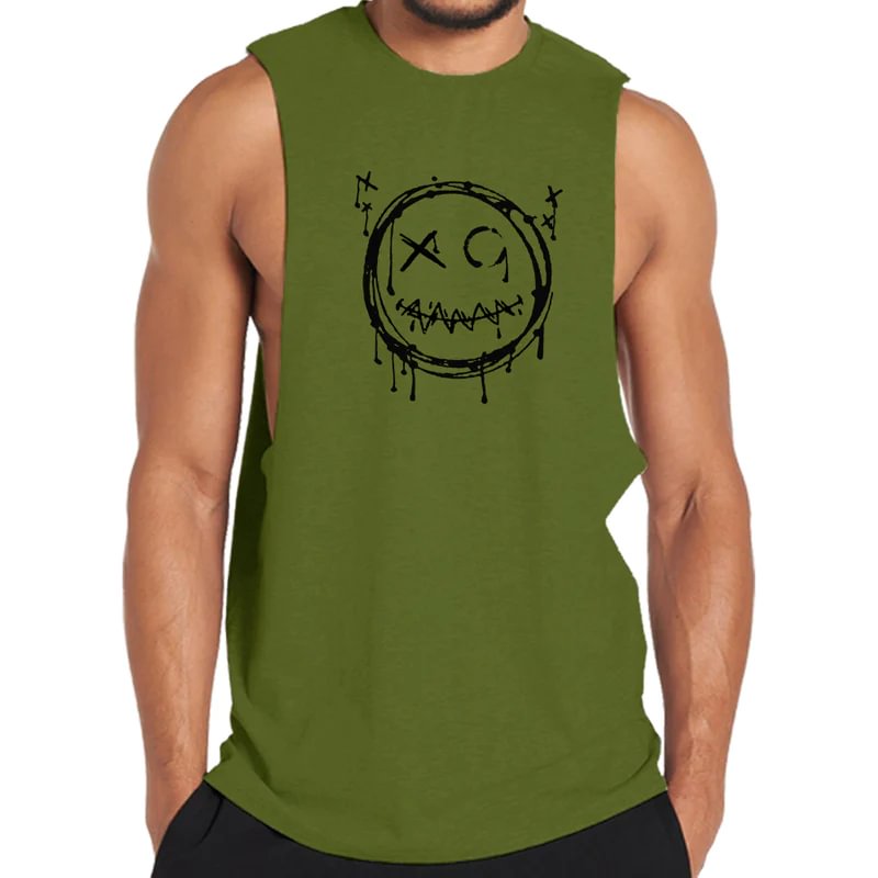 Cotton Funny Smile Graphic Men's Tank Top tacday