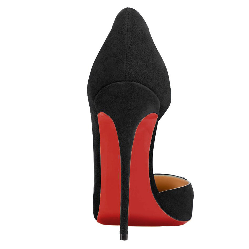 120mm Women's Classic Closed Pointed Toe Bridal Wedding Party Pumps Black Suede-vocosishoes