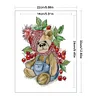 (Small Size)[Brand]Berry Bear - 14CT Stamped Cross Stitch - 22*32cm - Animal