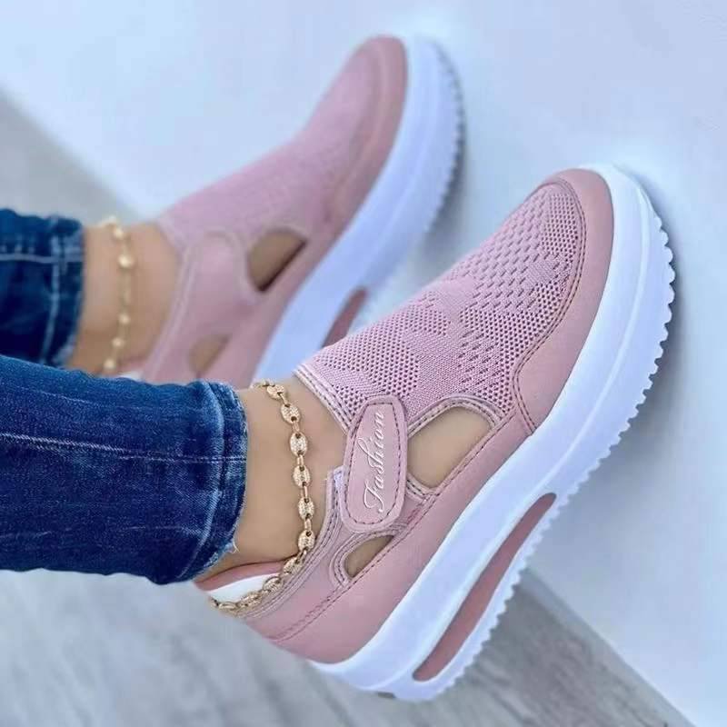 Libiyi Women's Flat Breathable Velcro Casual Mesh arch support Shoes