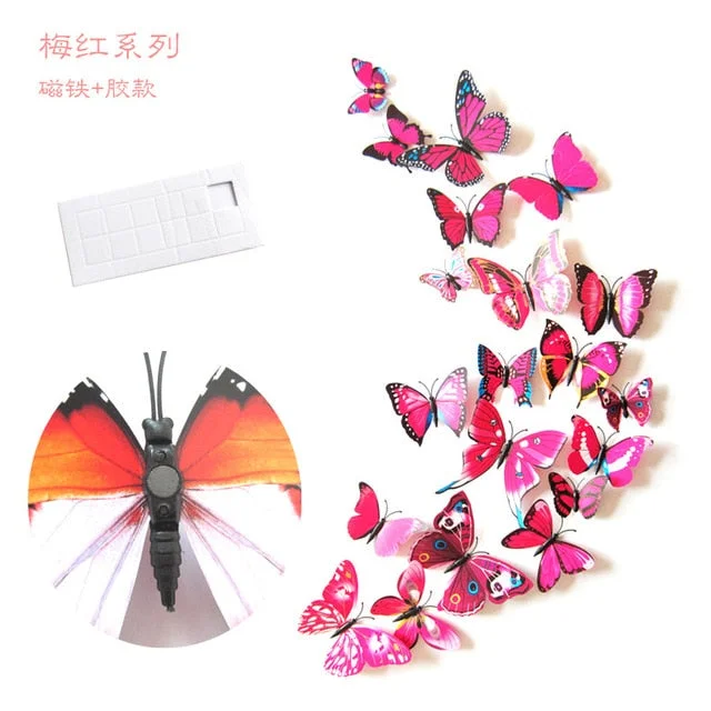 Newest Fridge Magnets 12PCS 3D Butterfly Design Decal Art Stickers Room Magnetic Home Decor DIY Wall Decoration