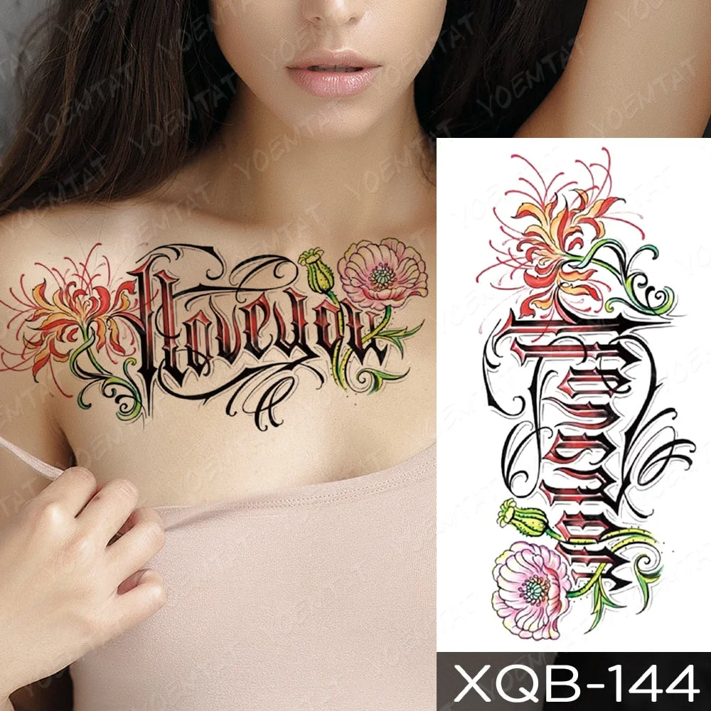 Waterproof Temporary Tattoo Sticker Rose Snake Flower Tattoos Lace Tiger Dragon Body Art Arm Fake Sleeve Tatoo Women