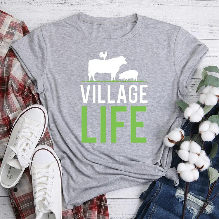 PSL - Funny Life Of Village Cow Pig Rooster Ecology lovers  T-Shirt Tee-05308