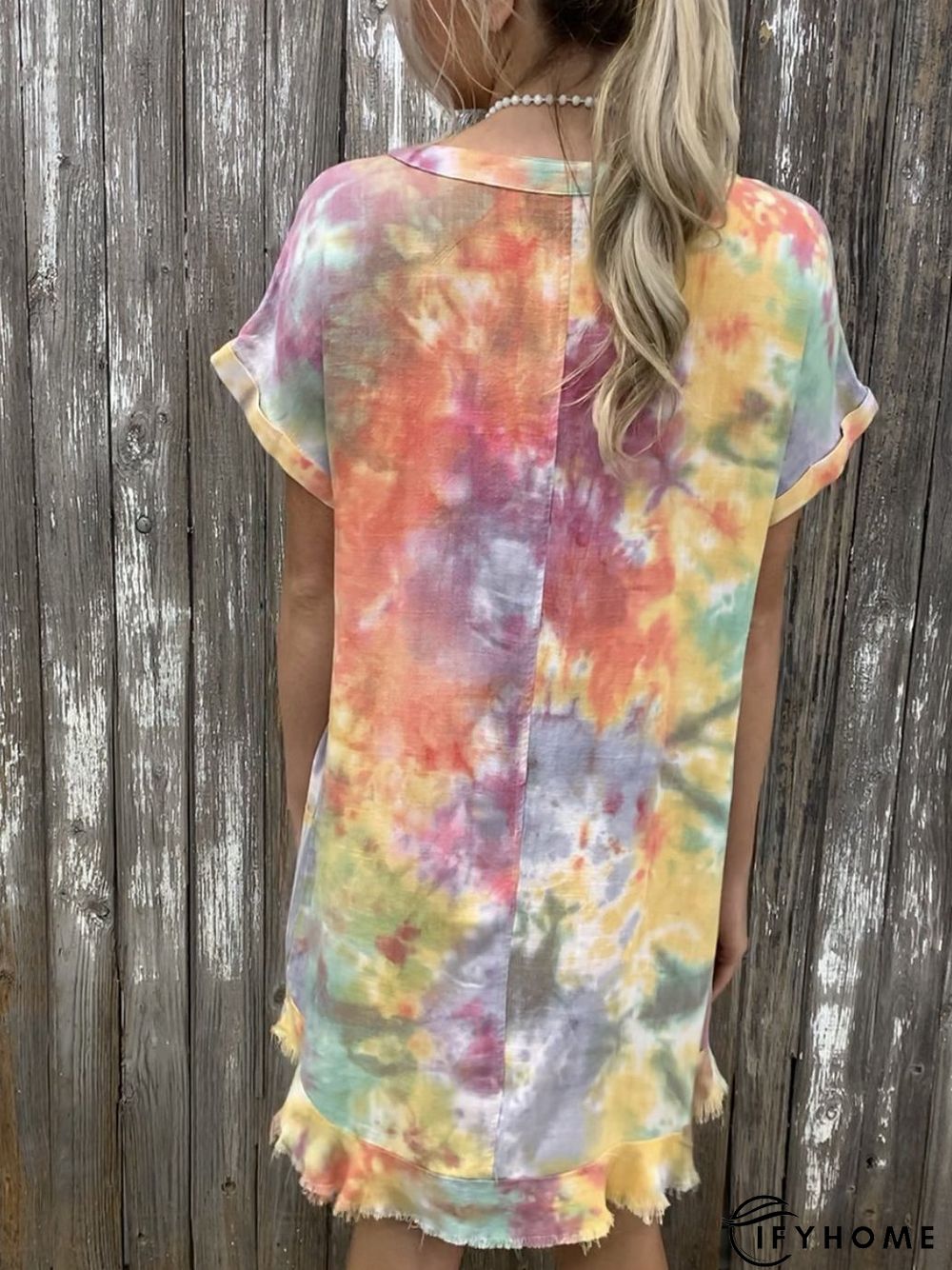 Casual Shift Short Sleeve Weaving Dress | IFYHOME