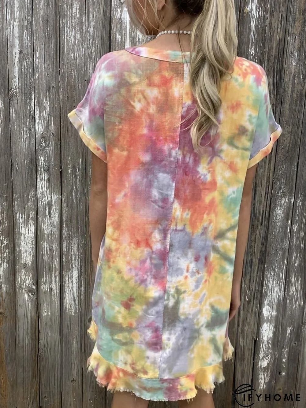 Casual Shift Short Sleeve Weaving Dress | IFYHOME