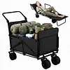 2-in-1 Wagons Carts Foldable 440lbs Capacity Folding Chair Cart with All-Terrain Wheels Beach Wagon for  Sports Garden Camping