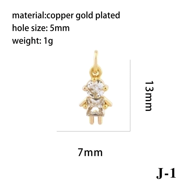 Ig Style Minimalist Angel Dolphin Crown Copper Plating Inlay Zircon 18k Gold Plated Charms