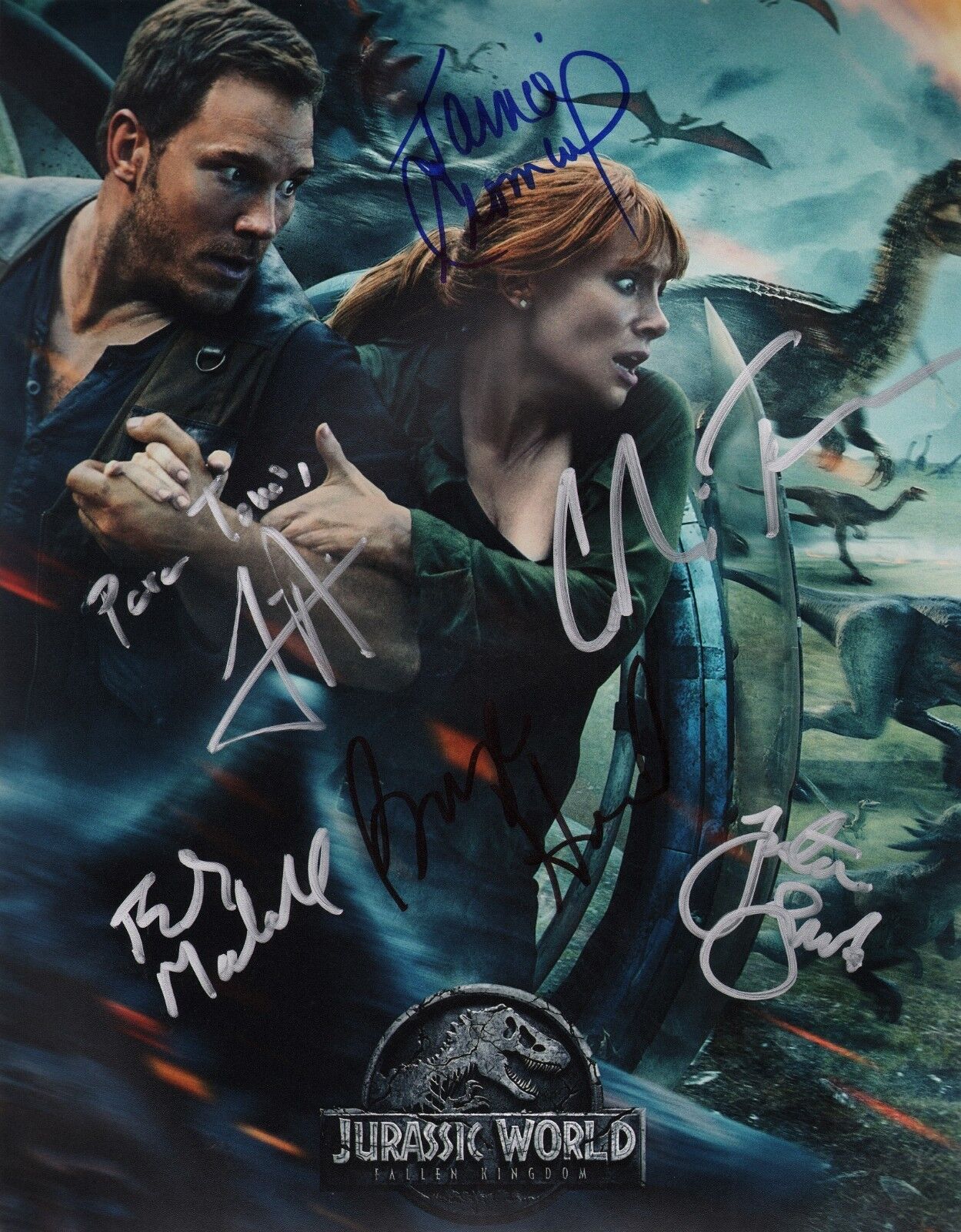 JURASSIC WORLD:FALLEN KINGDOM Castx6 Hand-Signed Bryce Dallas Howard 11x14 Photo Poster painting