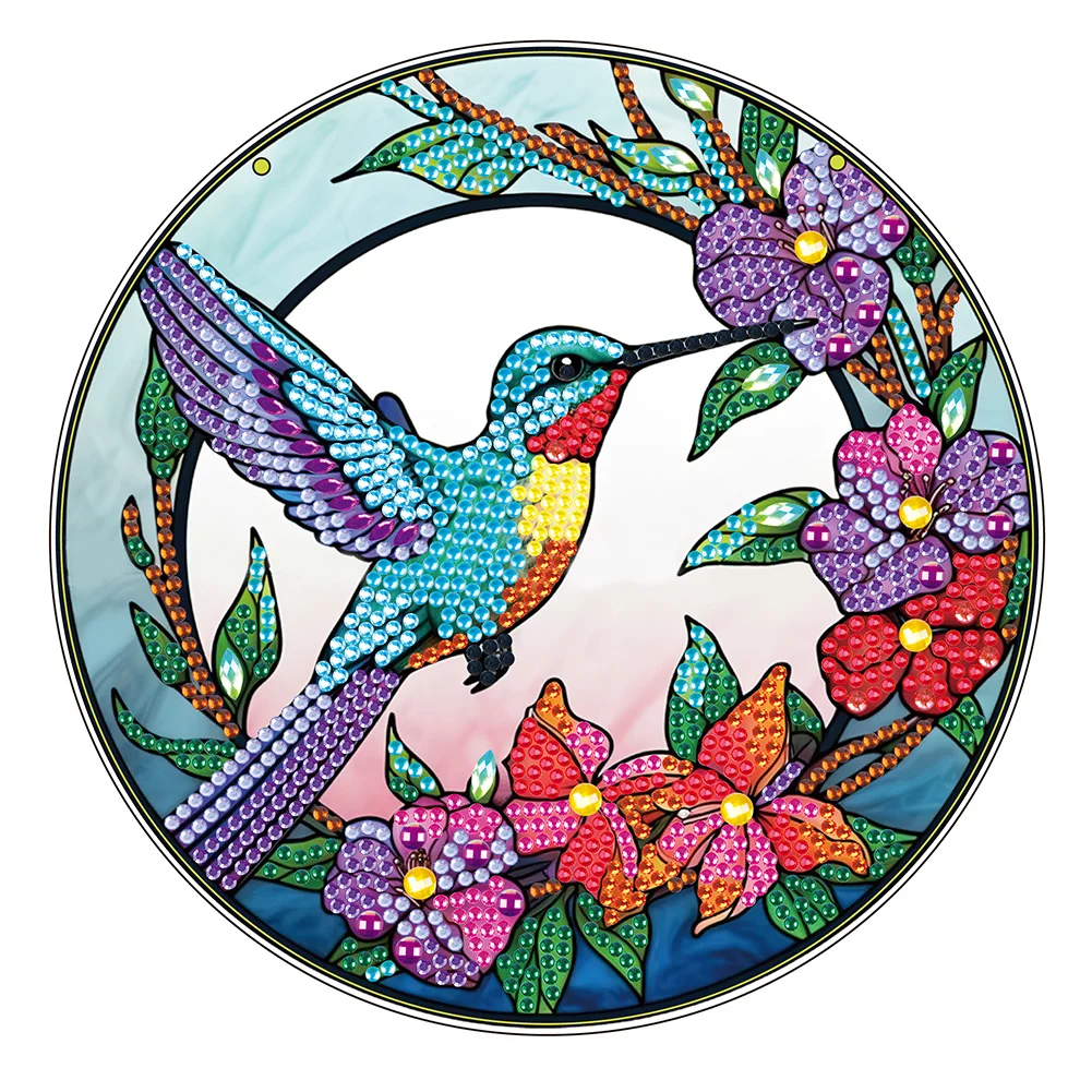 Wooden Crystal Painting Desktop Kit for Home Office Decor (Hummingbird)