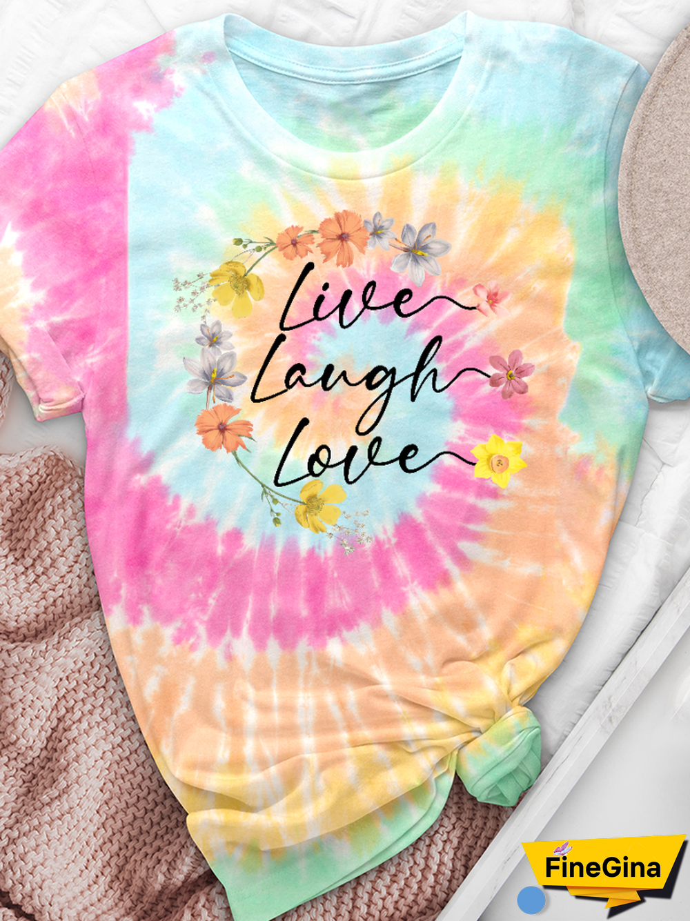 Live Laugh Love Tie-Dye Crew Neck Tee