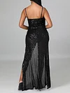 Fashion Beaded Decorate V-Neck Split-Side Sexy Maxi Dress