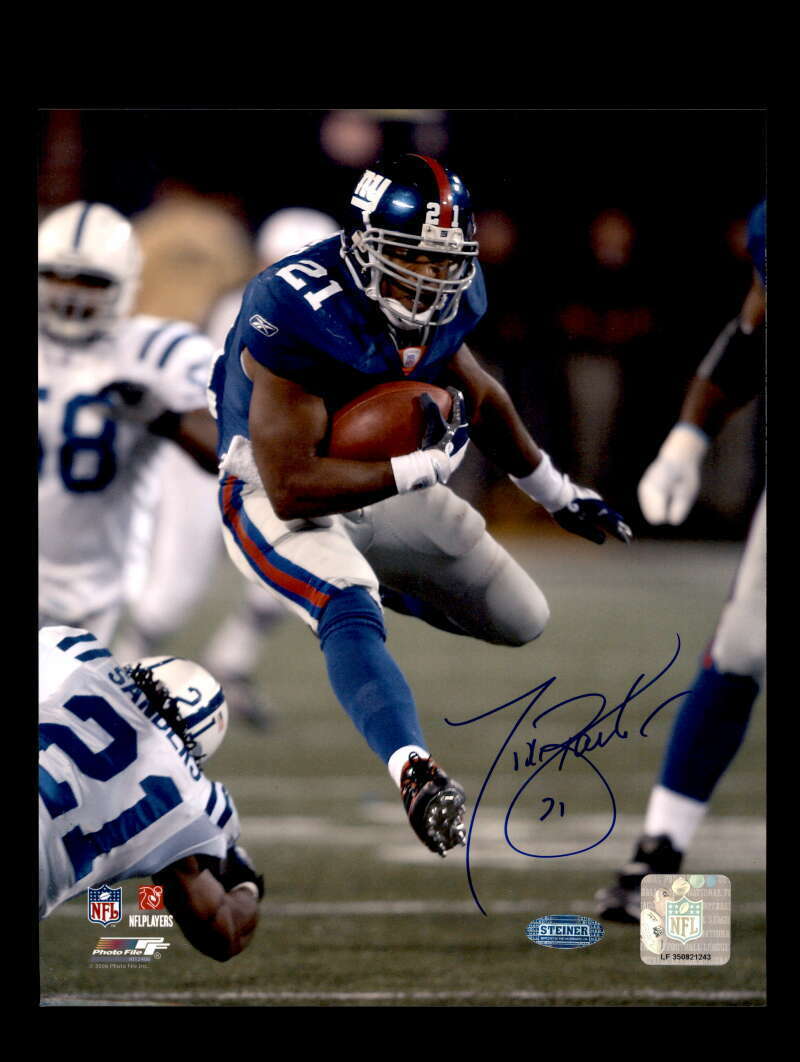 Tiki Barber Steiner Coa Signed 8x10 Autograph Photo Poster painting