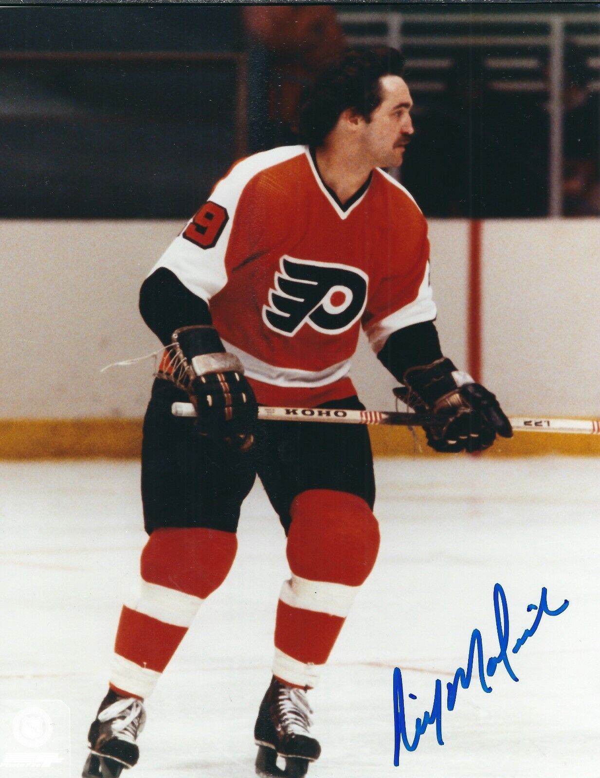 Signed 8x10 RICK MACLEISH Philadelphia Flyers Photo Poster painting - COA