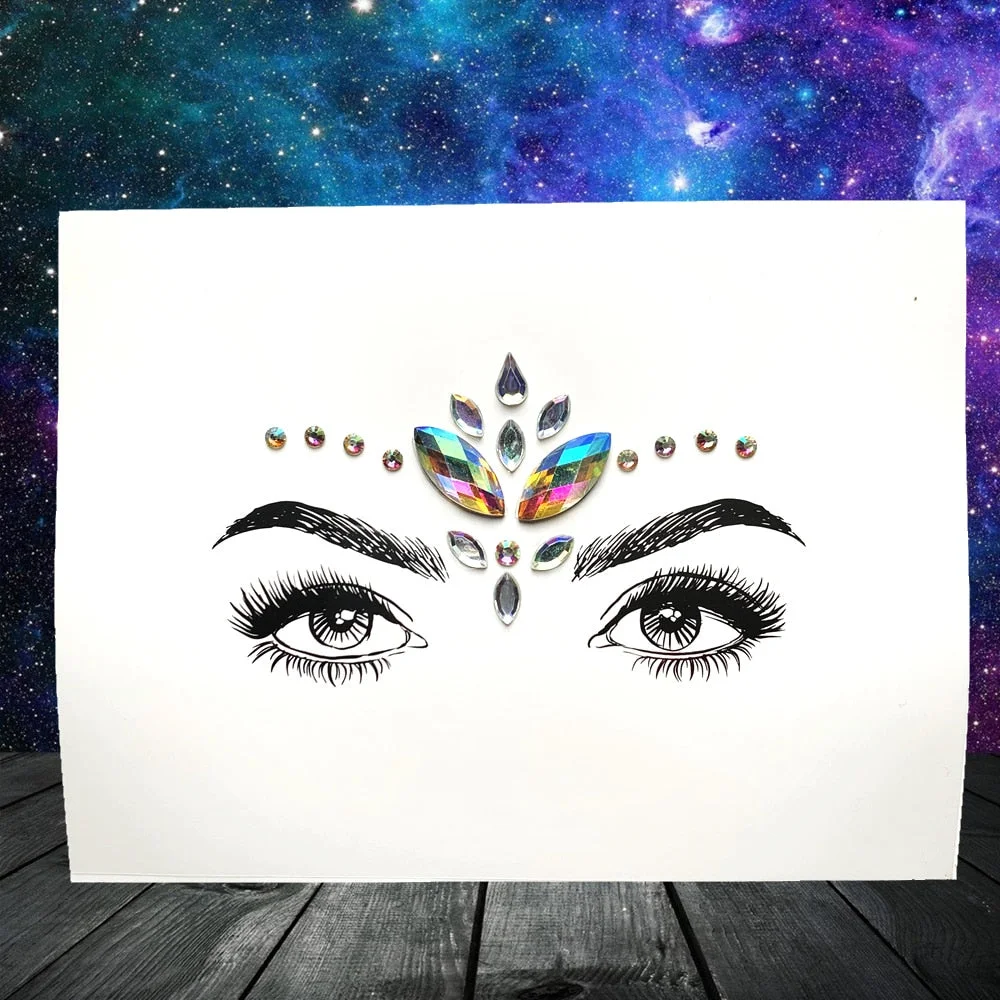 3D Flash Eye Gems Sticker Diamond Face Jewelry Acrylic Resin Drill Body Art For Party Show Rhinestone Forehead Eyebrow Eye Decor