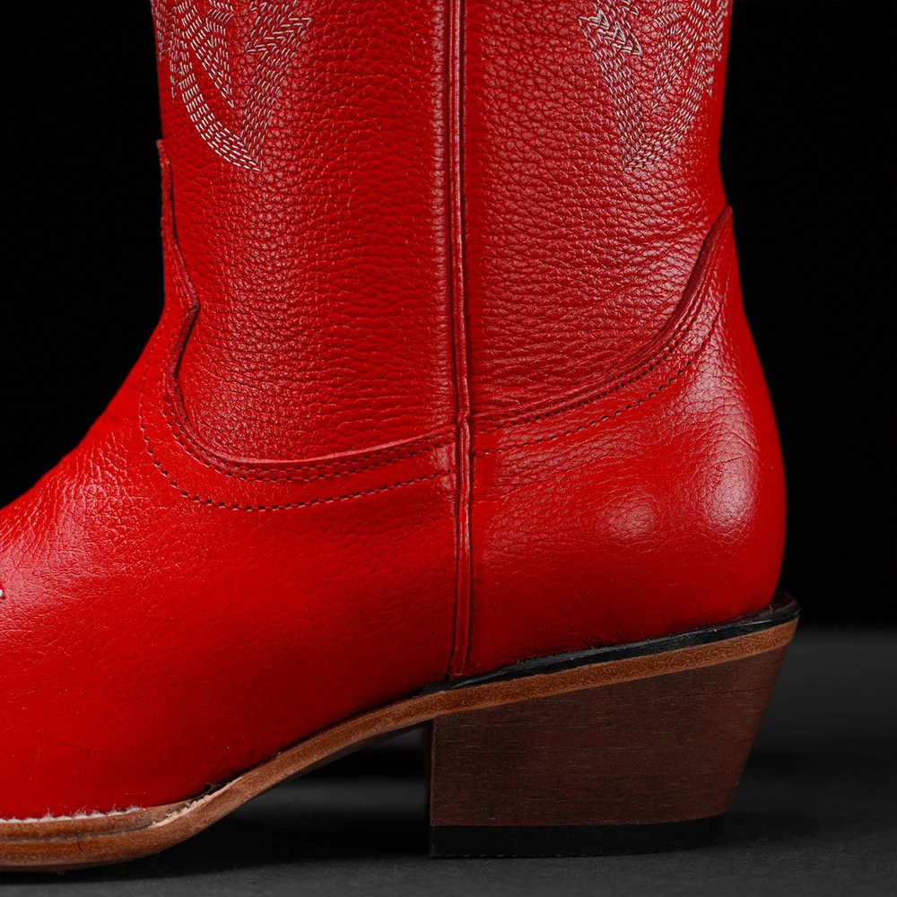Red Embroidered Block Heel Snip Toe Tall Cowgirl Boots for Women