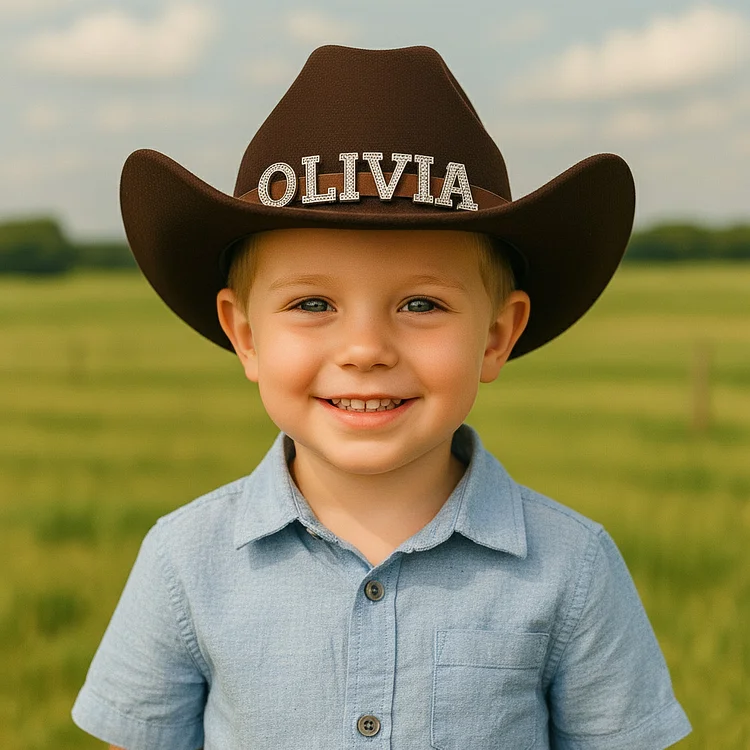 Custom Toddler Cowboy Hat for Kids, Personalized Rhinestone Cowgirl Hat for Girls Boys, Sparkly Cowboy Hat for Women Men