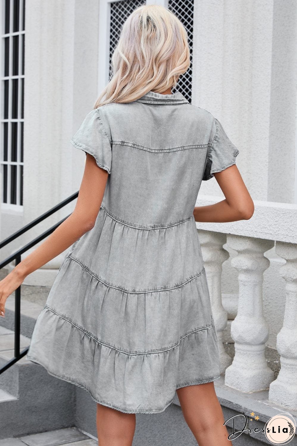 Denim Dress with Ruffles