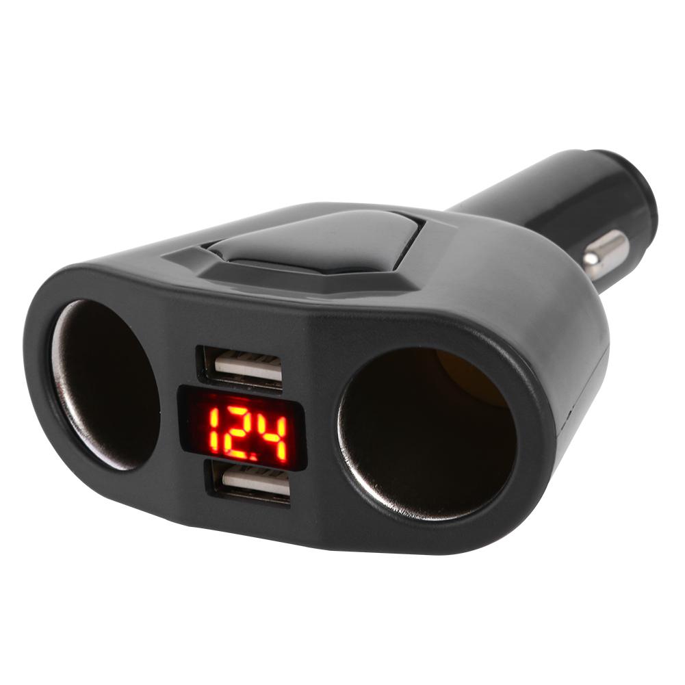 

2 Way Car Cigarette Lighter Socket Splitter 2 USB Charger Adapter (Black), 501 Original