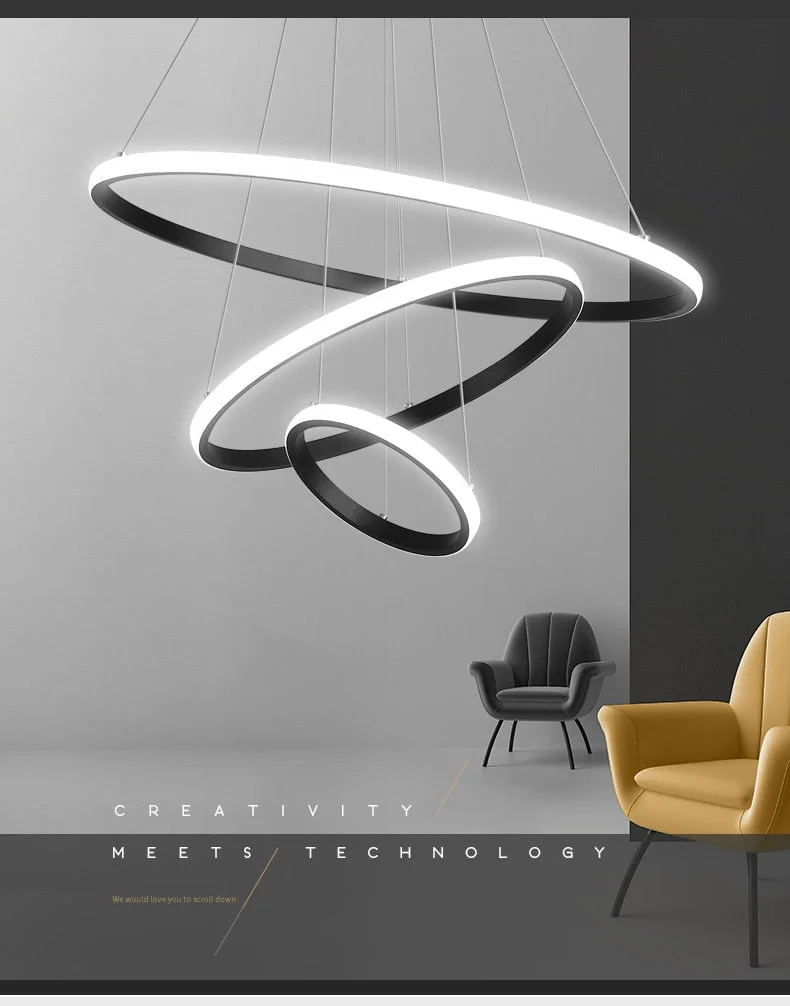 Modern LED Pendant Lights Hang Lamp Living Room Foyer White Coffee ...