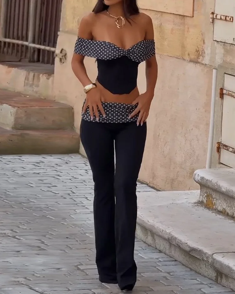Off-shoulder casual two-piece suit