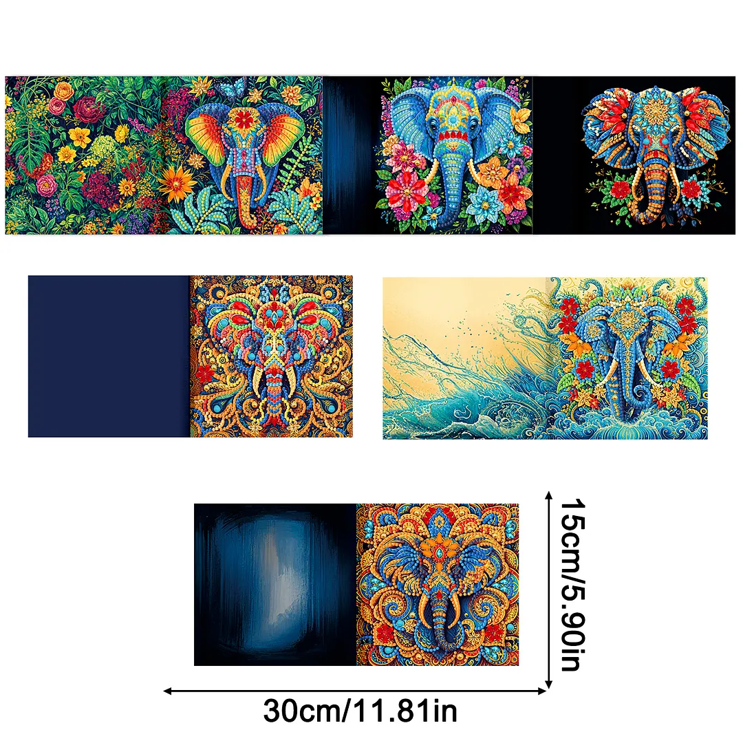 6pcs Elephant DIY Diamond Painting Greeting Card Kits with Envelopes Diamond Art Greeting Cards Diamond Art Cards Kits for Adults DIY Crafts Family Friend Gifts