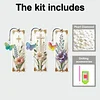 3Pcs DIY Pearl Painting Cross and Flowers Bookmark with Butterfly Pendant Home Office Supplies Gift for Book Lovers