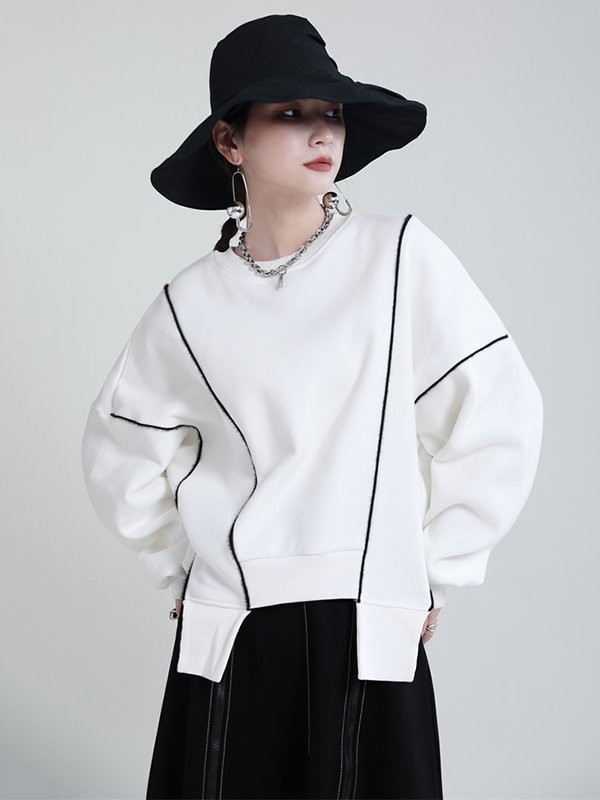 Urban Asymmetric Split-Side Velvet Sweatshirt Top