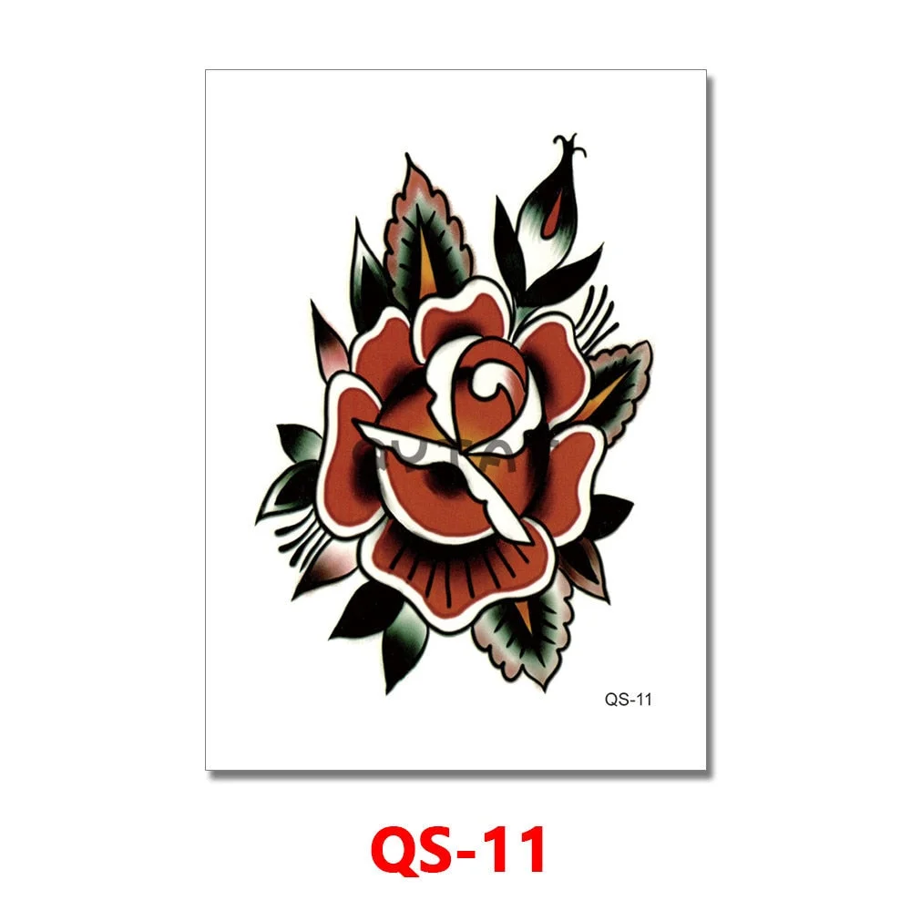 Waterproof Temporary Tattoo Femme Sticker Folower Rose Letter Fake Tatto Hand Back Tatoo Stickers Women Men Body Art Ogreish