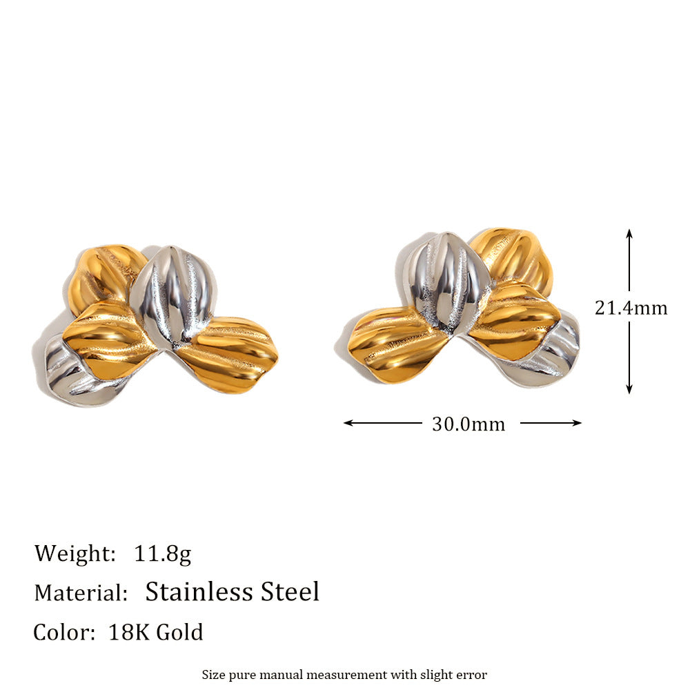 Niche Design Gold Earrings Stainless Steel 18K Gold Plated Two-Tone Mouth Christmas Tree Earrings For Women