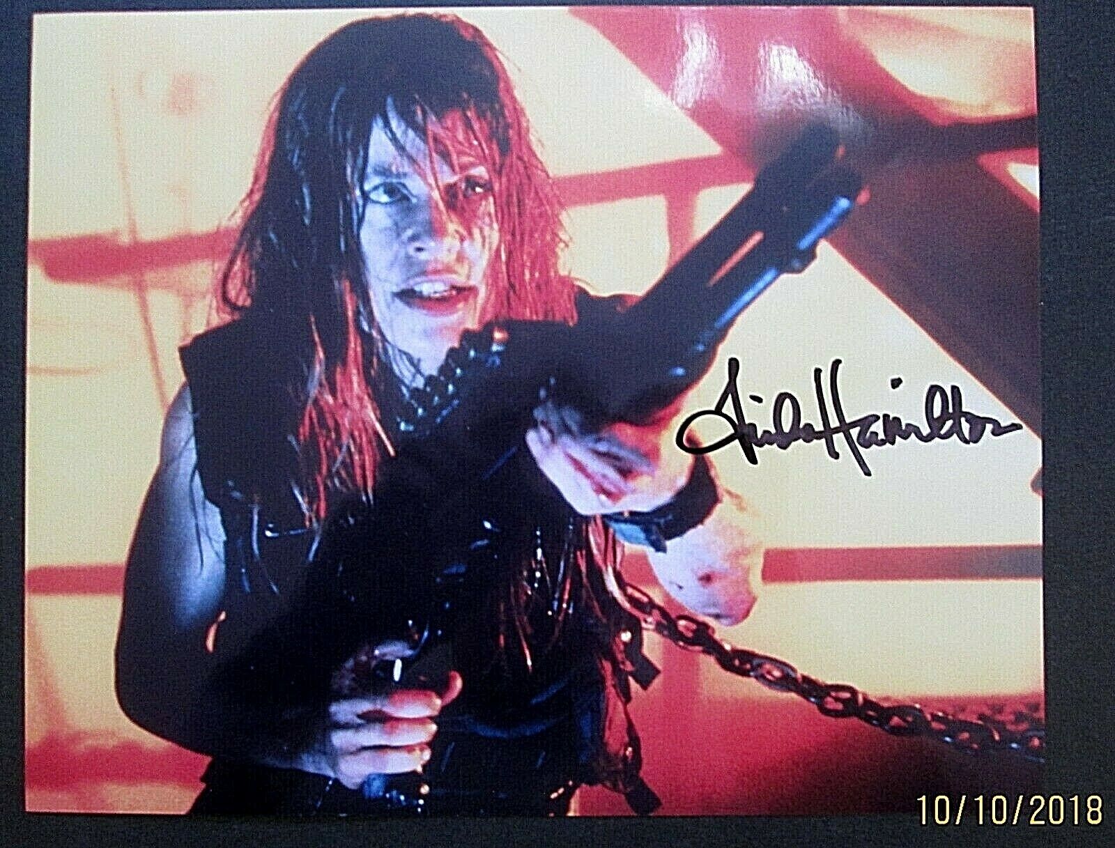 LINDA HAMILTON:AS SARAH (TERMINATOR 2:JUDGEMENT DAY) ORIG,AUTOGRAPH Photo Poster painting *