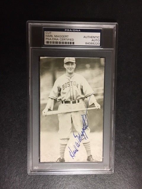 Harl Maggert Boston Braves . Signed Postcard Rare! PSA/DNA