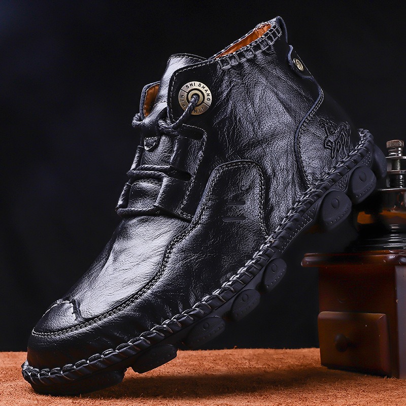Men's Leather Motorcycle Soft Classic Outdoor Ankle Boots | ARKGET