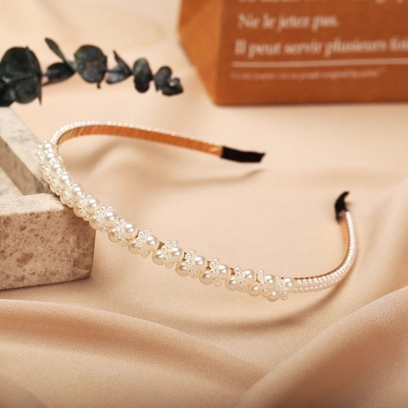 Sweet Geometric Alloy Inlay Artificial Pearls Hair Band
